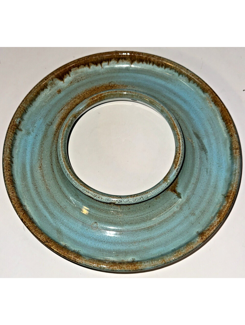 Handmade Donut Ring Teal Blue Glazed Ceramic Pottery Multi purpose your choice